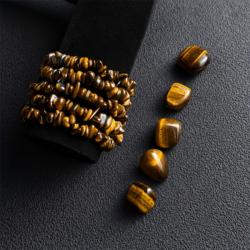 10pcs/Set Tiger's Eye Stone Chip Bracelet Set